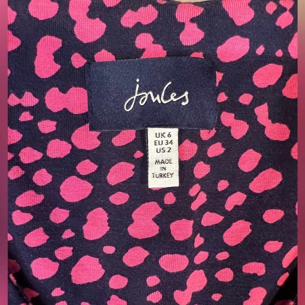 Joules Annalise Leopard Pink and Blue Henley Long Sleeve Dress Size 0 - Picture 6 of 12